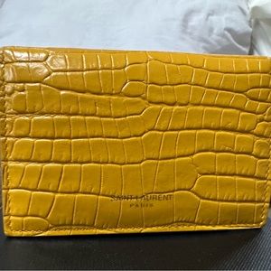 YSL card case Saffron Crocodile print